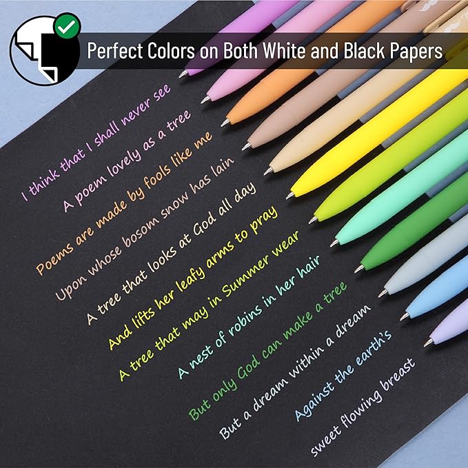 Mr. Pen- Retractable Gel Pens, 12 Pack, Vintage Ink, Fine Point 0.7mm, Fast Dry, Smooth Writing, Cute Pens for Drawing, Writing Planner and School Supplies
