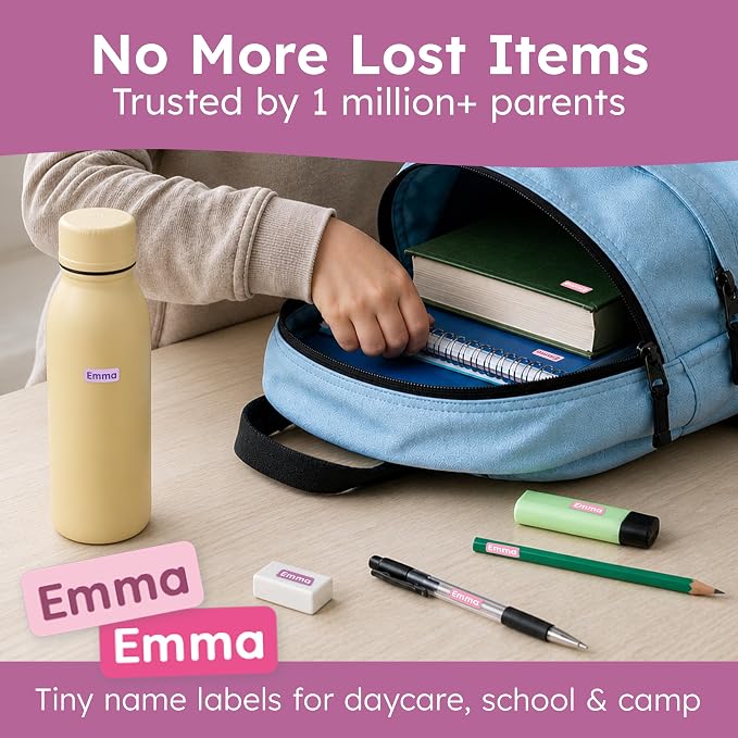 Small Custom Name Labels for Kids (245 Stickers) - Personalized & Waterproof Labels for School Supplies, Daycare, Sleepaway Camp & Clothing Tags - Dream