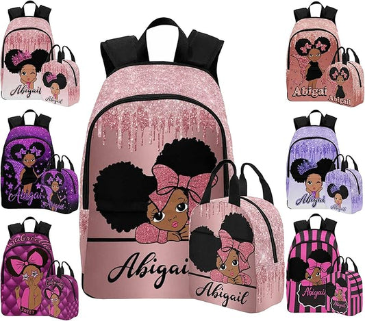 M YESCUSTOM Custom Name Backpack for Girls Kids Princess School Bookbag Personalized with Shoulders Bag Casual Daypack Childrent Travel for Daughter Granddaughter Sister