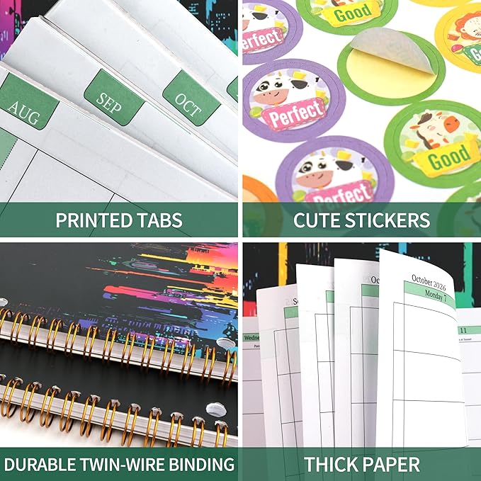 Student Planner 2026-2027 Monthly & Weekly School Planner 2026-2027 Student Planners Academic Year for Middle and High School, Aug 2026 - Jun 2027, 8.2" x 10.7", Academic Planners with Stickers & 3-Hole Punched - Multi