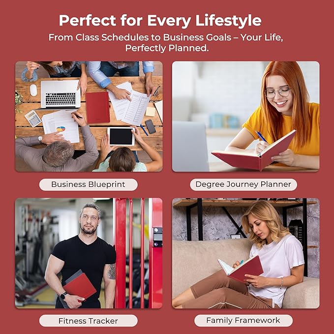 Weekly Monthly 2026-2027 Planner (July 26-Dec 27),8.5"x6.5",18 Months Agenda Plan with Month Tabs & Pocket,Expenses/Note Pages, Academic Calendar with Vegan Leather Cover,Red