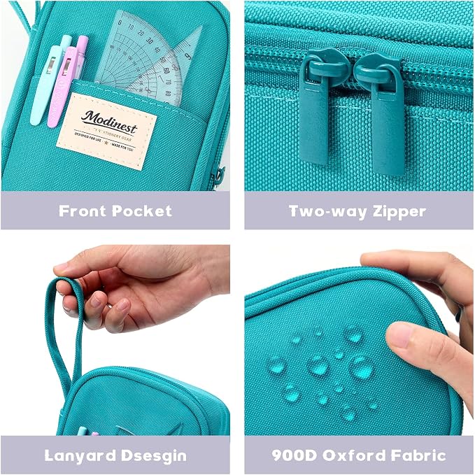 Pencil Case Pouch, Large Capacity Pen Bag Organizer, Cute Aesthetic Pencil Box for Girls Boys Kids, Back to School Supplies, Teacher Supplies Classroom Essentials, Teal