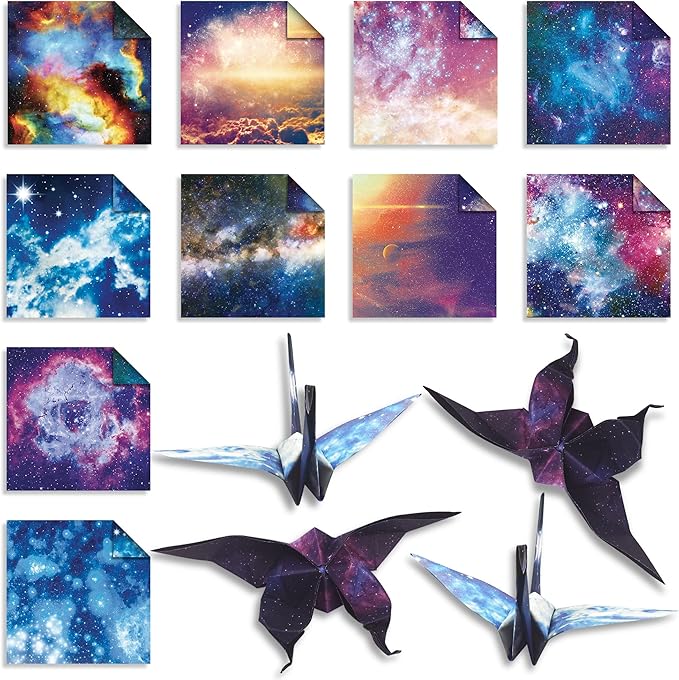 Origami Paper 6x6 Double Sided 50 Sheets 10 Colors origami kit Japanese Chiyo Square Craft Kits Easy Fold Arts Crafts DIY Handwork Starry Sky
