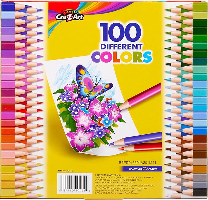 Cra-Z-Art Colored Pencils 100 Assorted Colors - Back To School Supply List Essential, Bulk Pack for School Supply Rooms and In Class For Teachers
