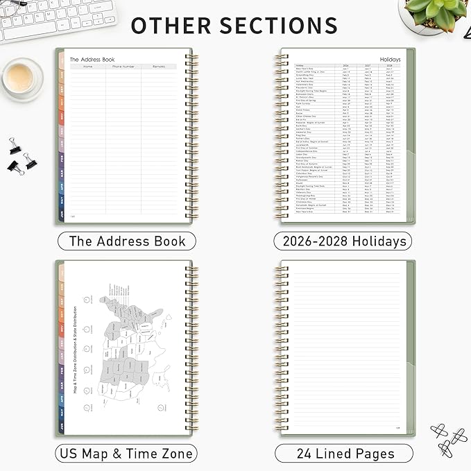 RETTACY Academic Planner 2026-2027, Weekly and Monthly, July 2026 - June 2027, Large Size (8.5" x 11"), Calendar, Agenda, 12-Month Tabs, for Student, Teacher, School (Light Green)