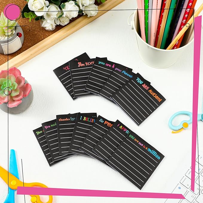 Yinder 24 Pcs Inspirational Sticky Notes Cute Motivational Sticky Notes Pad End of Year Employee Appreciation Gifts Bulk for Teacher Nurse Coworkers Office Supplies 3 x 3'' (Appreciation,Black)