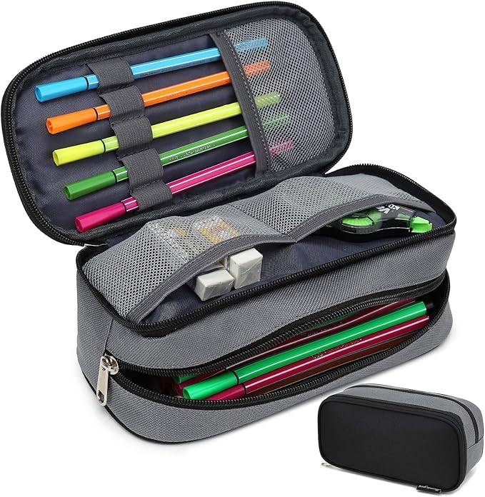 Mountain guest Large Capacity Pencil Case Multi-Slot Pencil Pouch Durable Pencil Box Portable Office Pen Bag with Zipper