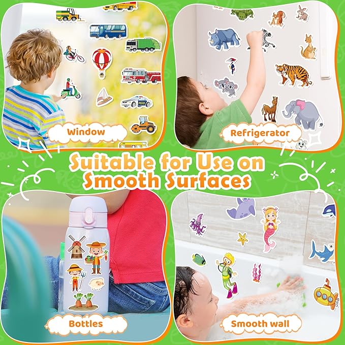 4 Sets Reusable Sticker Books for Toddler 1-3, Activity Books for Toddlers 2-4, Arts Crafts Jelly Stickers Travel Toys for Kids 3-5, Holiday and Birthday Gifts Easter Basket Stuffers for Boys Girls