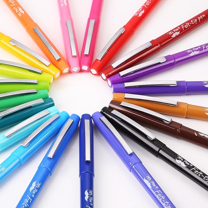 Mr. Pen- Felt Tip Pens, 20 Pack, 0.7 mm, Colorful Felt Tip Pens, Fast Dry, No Smear, Planner Markers for Underlining, Writing, Drawing, Journaling Supplies
