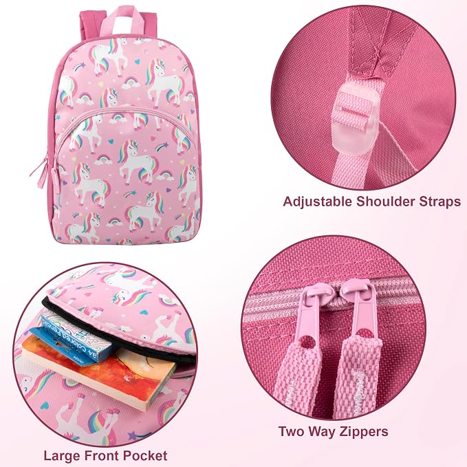 Trail maker 15 Inch Kids Backpacks for Boys & Girls | Preschool, Kindergarten, Elementary School Backpacks with Adjustable, Padded Straps (Unique Unicorns)