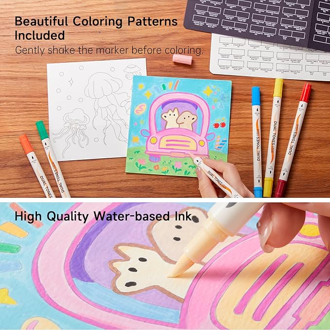 Shuttle Art 120 Colors Dual Tone Acrylic Paint Markers, 60 Pack Acrylic Paint Pens Set for Rock Painting, Ceramic, Wood, Canvas, Glass, Stone, Fabric, Card Making, DIY Crafts & Art Supplies