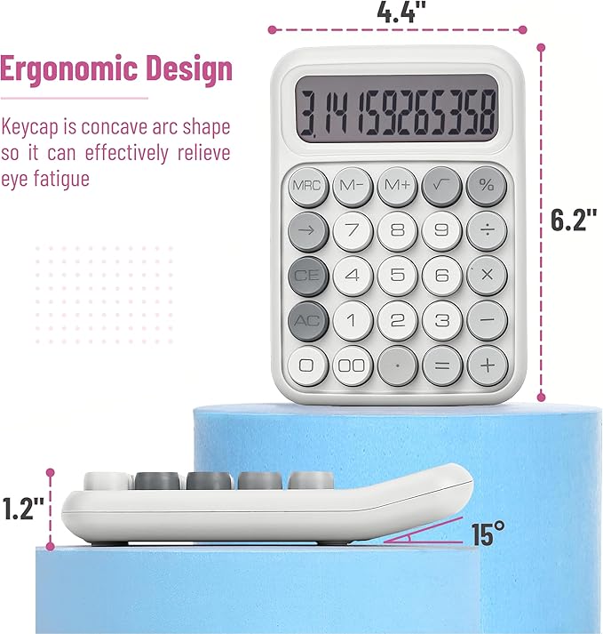 Mr. Pen- Mechanical Switch Calculator, 12 Digit Large LCD Display, Gray with Big Buttons, Mechanical Switch Calculator for Home, School, Office