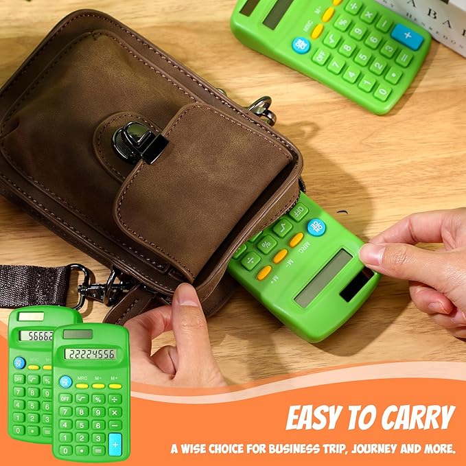 Copkim 24 Pack Student Mini Calculator for Classroom, 8-Digit Display Dual Powered Handheld Math Tools for Teachers, School Supplies and Classroom Rewards, Compact Design(Green)