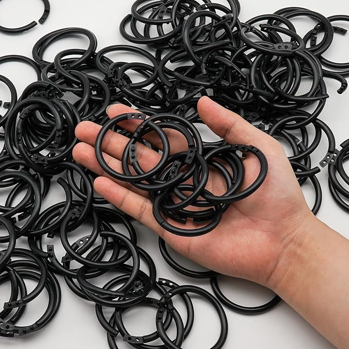 120 Pcs 1-1/2 Inch Plastic Binder Rings, Loose Leaf Binder Book Rings, Black Index Card Rings Binder Clip Rings for Flash Cards, Key Rings, Index Cards, Paper (40mm, Black)