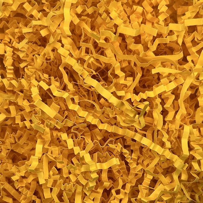 Tisspoms 1LB Gold Crinkle Cut Paper Shred Filler, Paper Shreds for Basket Fillers, Birthday, Gift Wrapping, Anniversary, Wedding, Halloween, Thanksgiving, Christmas Gift Decor Party Filler