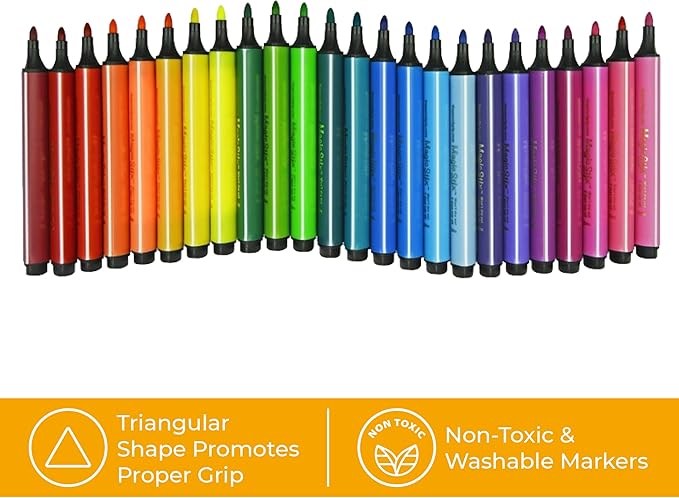 The Pencil Grip Magic Tri Stix, Non-Toxic and Washable Markers For Kids, 12 Assorted Markers, TPG-395