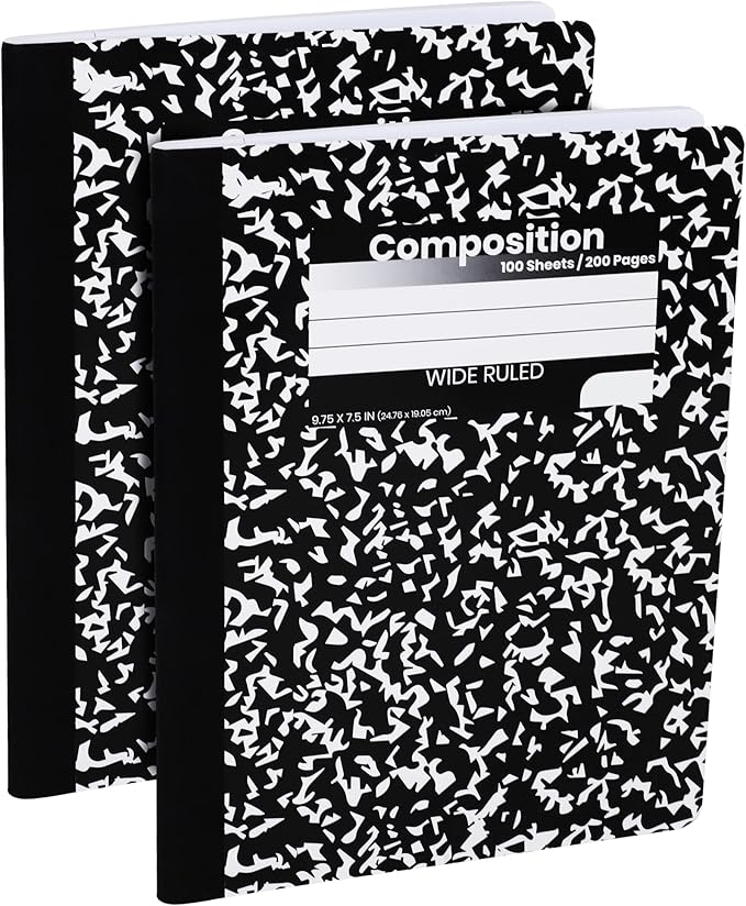Composition Notebooks, Wide Ruled Paper Writing Journals, Marble Cover Composition Books, 100 Sheets, School Notebooks, School Supply Notebooks Bulk, Student Journal Notebooks, School & Office