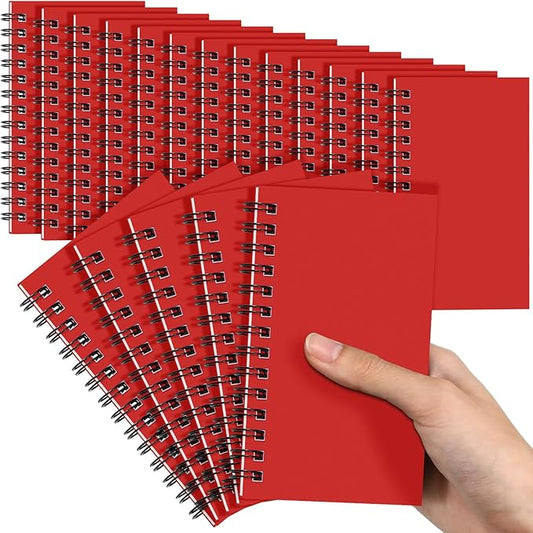 Jutom 18 Pcs Small Spiral Notebooks Memo Pads 3x5 Bulk Small Pocket Notebooks Mini Notepads with Lined Pages Mini Journals for Office School Work Supplies, 120 Pages (Red)
