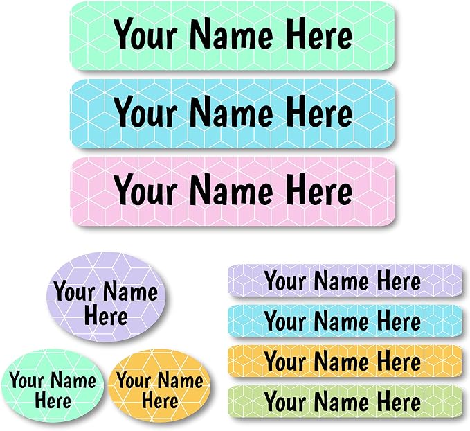 Lovable Labels Personalized Labels for Kids (85 Labels/Pack) - 3 Label Sizes Waterproof Dishwasher Safe Peel & Stick Labels for School Supplies Daycare Camp Clothing Bottles (Designer Series Hive)