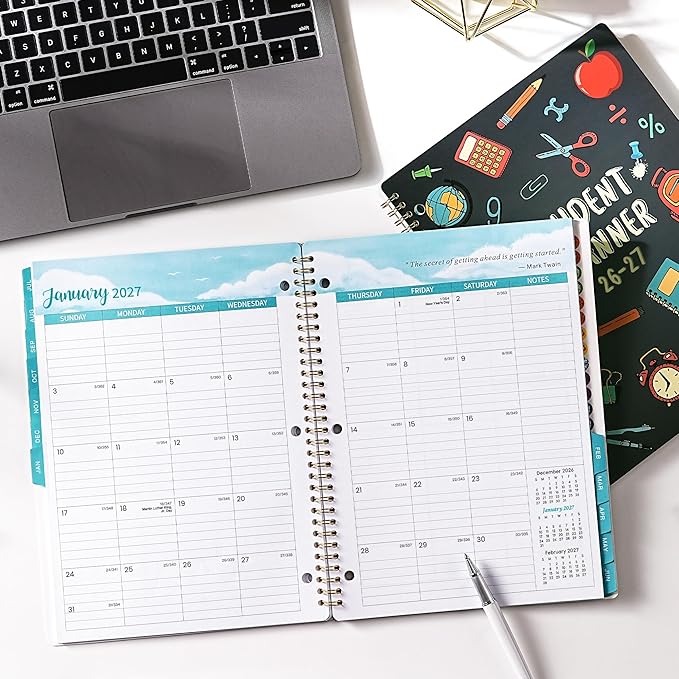 Student Planner 2026-2027 - Academic Year School Planner 2026-2027, July 2026- June 2027, 9" x 11", Note Pages & Back Pocket