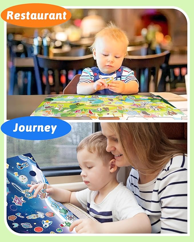 Benresive Reusable Sticker Book for Toddlers & Stickers for Kids, Toddler Travel Toys, Craft Activities, Boys & Girls Birthday Gifts