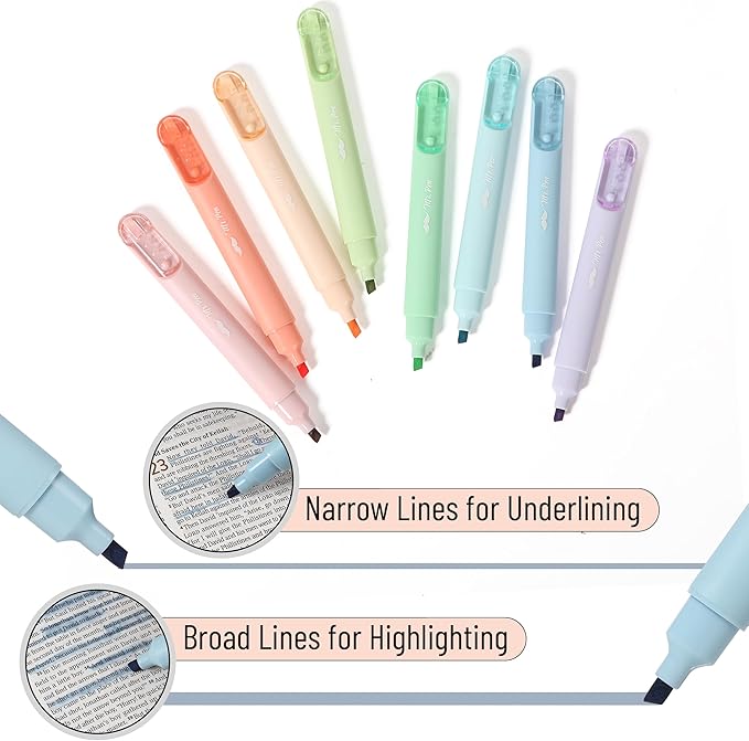 Mr. Pen- Aesthetic Highlighters, 8 Pack, Pastel Colors, Cute Highlighters Assorted Colors for Journaling, Highlighting, Underlining, Fast Dry, Back to School Supplies