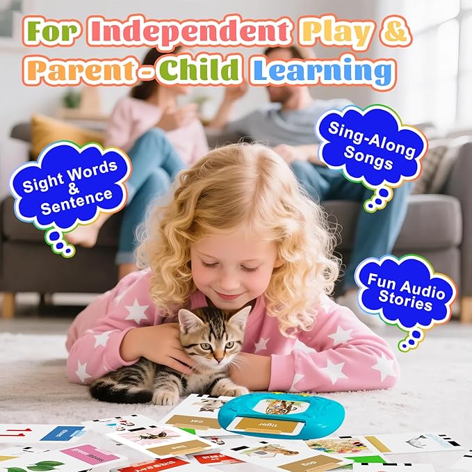 HOMESTEC Toddler Talking Flash Cards with 216 Double Sided Cards for Speech Therapy Learning for Ages 3 to 6 Featuring 24 Themes Short Sentences Real Sounds and Stories Birthday Gifts for Kids