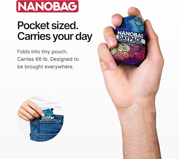 Nanobag Daypack 16L Ultralight Packable Foldable Travel Backpack for Hiking | 1.15 oz Portable Collapsible Pocket-Size with YKK Zipper and Wide Comfortable Shoulder Straps for Everyday Use and Sports
