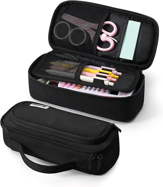 Ralnitote Large Pencil Case for Girls and Boys, Aesthetic Pencil Case Organizer with Handle, Cute Pencil Pouch for School & Office Supplies-Black