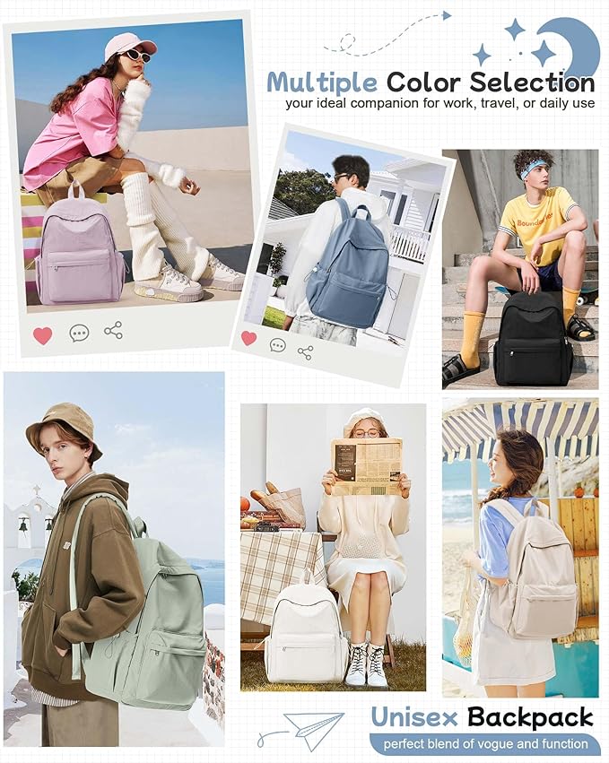 BJLFS Blue Backpack for School Women Girls, Waterproof Bookbag Cute High School Backpack for Men Teen Boys, Lightweight Travel College Mochilas Escolares para Casual Daypack Rucksack