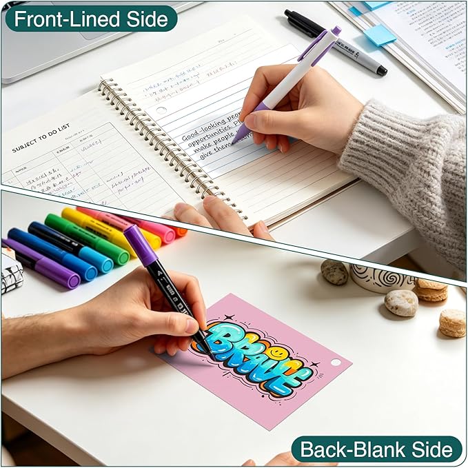 Index Cards 4x6 with Ring, 160 Sheets, Ruled Colored Flash Cards for Effective Studying and Note-Taking, Note Cards, Essential School Supplies for College & Office, Home Organization & Study Supplies