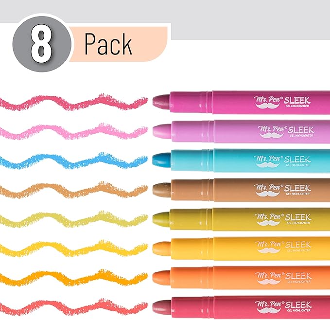 Mr. Pen- No Bleed Gel Highlighters, Dark Sunshine & Smiles, 8 Pack, Bible Highlighters and Pens No Bleed, Bible Markers for Study, Journaling, School Supplies and Accessories