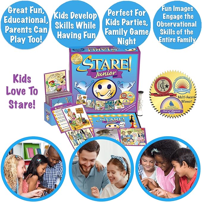 Stare Junior — The Award-Winning Game of Visual Recall, Where Fun Image Cards Challenge Kids’ Minds — Great for The Whole Family, Ages 6 & Up