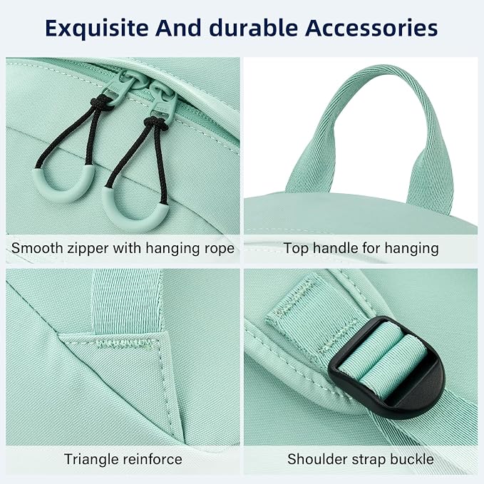 HanTrip 13 Inch Mini Small Travel Backpack Cary on For Women Men, Cyan | 13L Capacity, Lots of Pockets, Padded Shoulder Strap, Lightweight, Water Resistant, Bookbag for College, Commuter, Work
