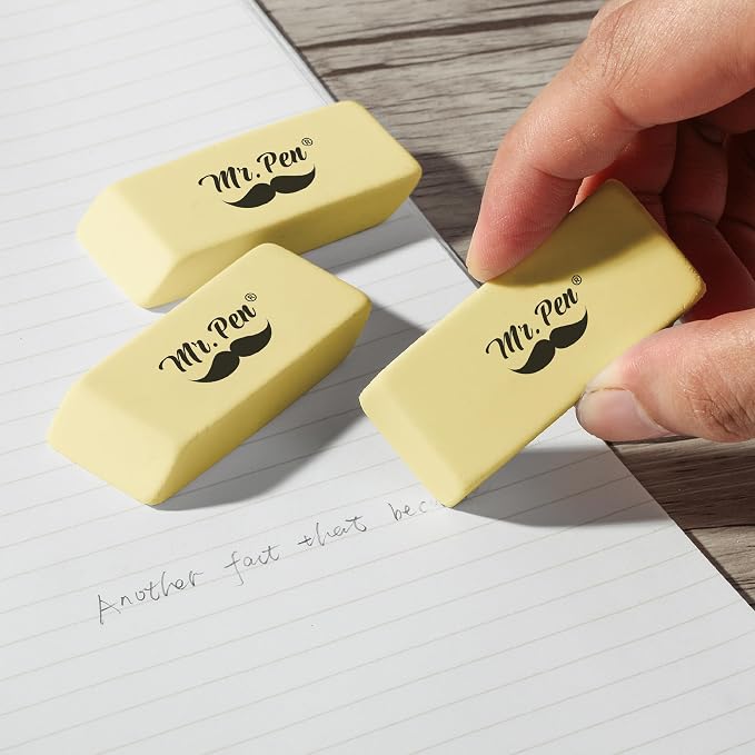 Mr. Pen- Pencil Eraser, 12 Pack, Yellow