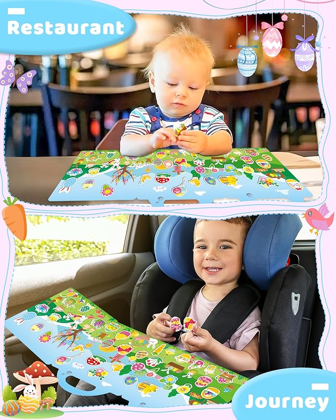 Benresive Reusable Sticker Book for Toddlers, Stickers for Kids, Travel Toys for Arts & Crafts Activities, Birthday Gift for Boys & Girls, Easter Themes