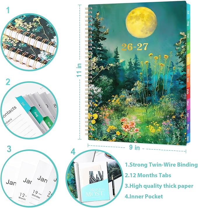 Planner 2026-2027 - 2026-2027 Planner Weekly and Monthly from Jul. 2026 - Jun. 2027, 9" x 11", 2026-2027 Weekly and Monthly with Monthly Tabs, Reference 2026-2027 Calendar
