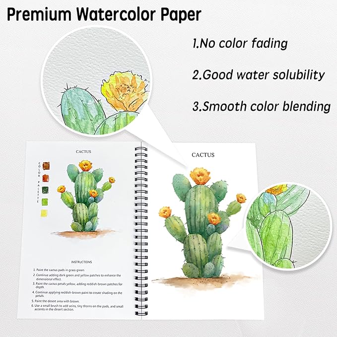 SLWBZ Watercolor Workbook Bouquets, 15 Different Patterns of Original DIY Designs, Beginner-Friendly Watercolor Workbooks, (Bouquets, Without Palette)