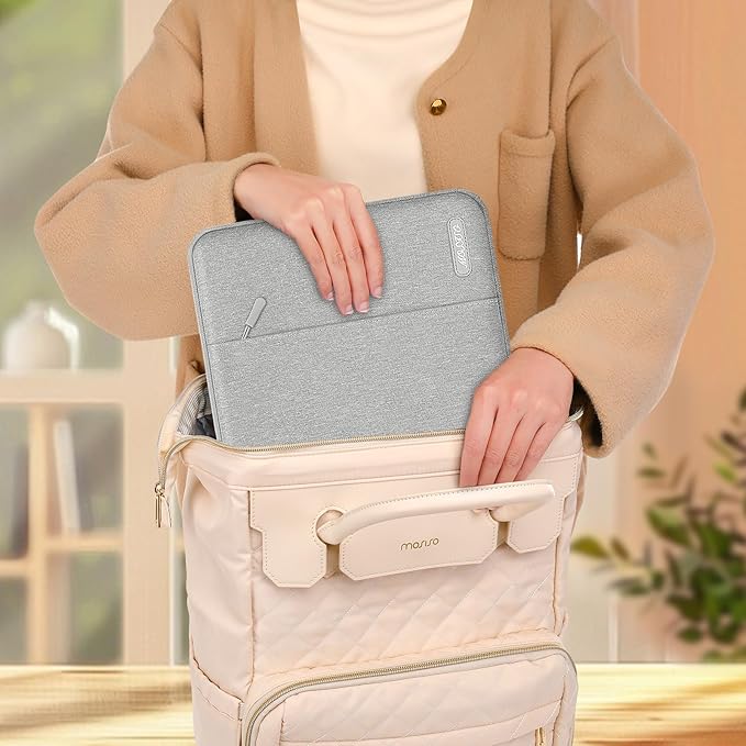 MOSISO Laptop Case 16 inch, 15-15.6 inch Laptop Sleeve Compatible with MacBook Pro 16 M5 M4 M3 M2 M1, HP Acer Dell Lenovo ASUS, Polyester Vertical Computer Sleeve Bag with Pocket, Gray