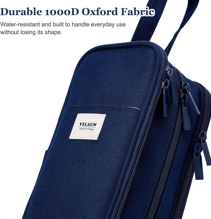 Pencil Case Pouch, Large Capacity Pencil Box Bag, Aesthetic Pen Organizer for School Supplies, Cute Preppy Stuff for Girls Boys Kids, Back to College Stationery, Navy Blue