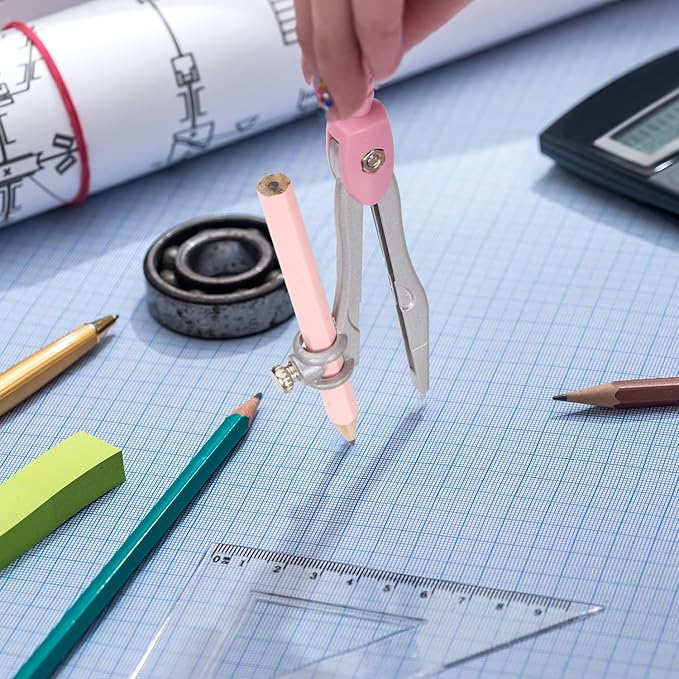 Compass Geometry Tool Protractor and Compass Set with Metal Box Drawing Compass with Rulers Math Compass Kit for Class Supplies and School 8 Piece
