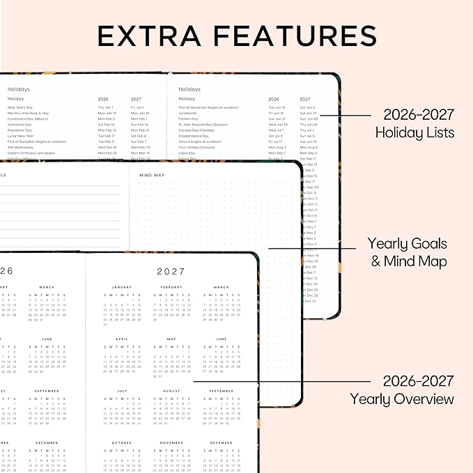And Per Se Undated Planner, Weekly & Monthly Planner with Goal & Habit Tracker, A5 Leather Hardcover Productivity Journal for Academic Year (Lunar Leaf)