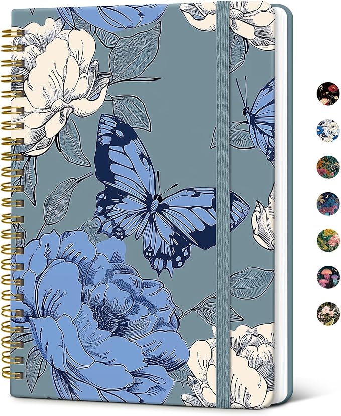 Taja Lined Spiral Notebook Journal for Women A5(5.8" × 8.3"), Cute Hardcover Notebook for Work, School & Note Taking, Pretty College Ruled Journal for Writing, 140 Pages, Flutter Garden