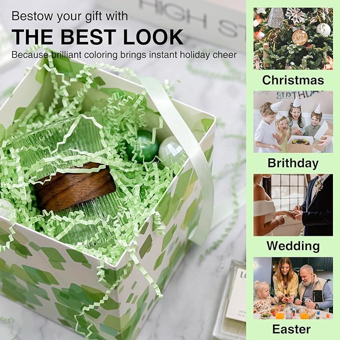 1LB Crinkle Cut Paper Shred Filler for Gift Box Bag and Basket On Easter Day(Light green)