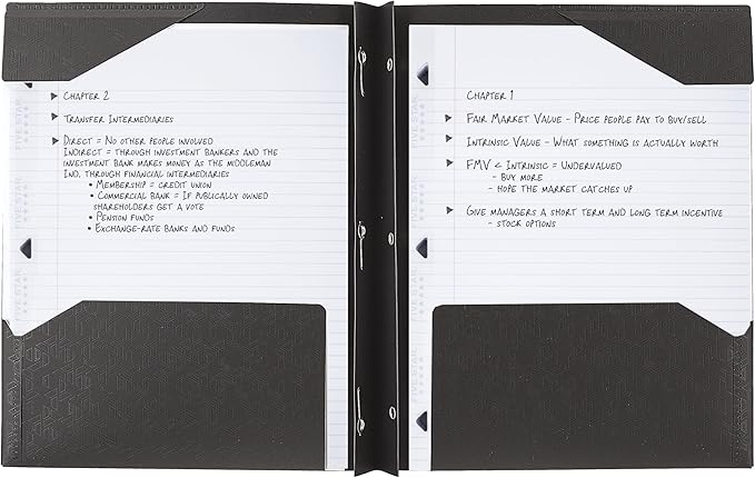 Five Star 2-Pocket Folder, Plastic Folder with Stay-Put Tabs and Prong Fasteners, Holds 8-1/2" x 11" Paper, Black (72113)