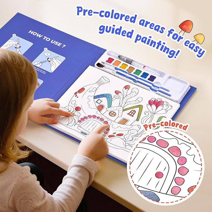 JoyCat Paint with Water Coloring Books for Toddlers, Watercolor Painting Sets for Kids Ages 3-5 4-8, Arts and Crafts Drawing Activities Toy Birthday Gifts for Boys Girls (Magic Playhouse)