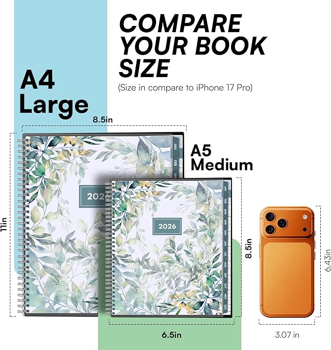 Ensight 2026 Appointment Book and Planner 8.5" x 11" Large Hourly Weekly Daily Schedule Planner with Tabs, 15 Minute Time Slots, Floral Calendar Organizer Jan 2026 – Dec 2026 Appointment Book - Floral