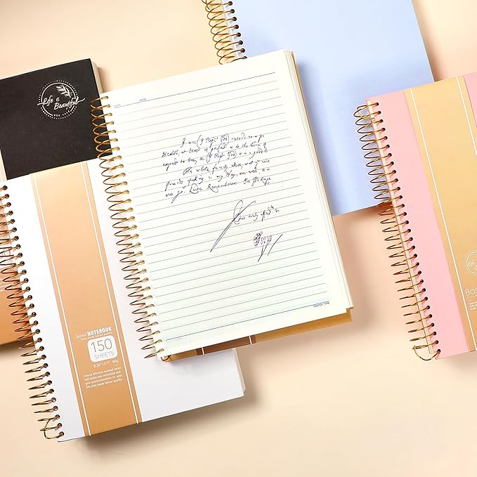 Yoment Small Spiral Notebook,300 Pages Hardcover Spiral Notebooks,5.5”x 7.5”College Ruled Notebook,A5 Spiral Bound Journal,Hard Cover Notebooks for Work Writing School,A5 Blue