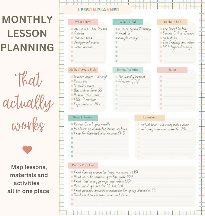 Teacher Planner 2026-2027, Horizontal Lesson Plan Book for Teachers | Pastel Striped, 8.5" x 11" | Weekly & Monthly Academic Year Lesson Planner, July 2026-June 2027 | Stickers & Bookmark