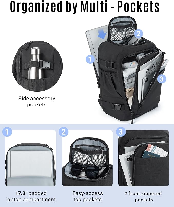 LIGHT FLIGHT Travel Backpack, TSA Friendly Carry on Backpack,Grey | Water-resistant Lightweight Business Large Weekender Bag Casual Daypack 17.3" Laptop Backpack for Men Women